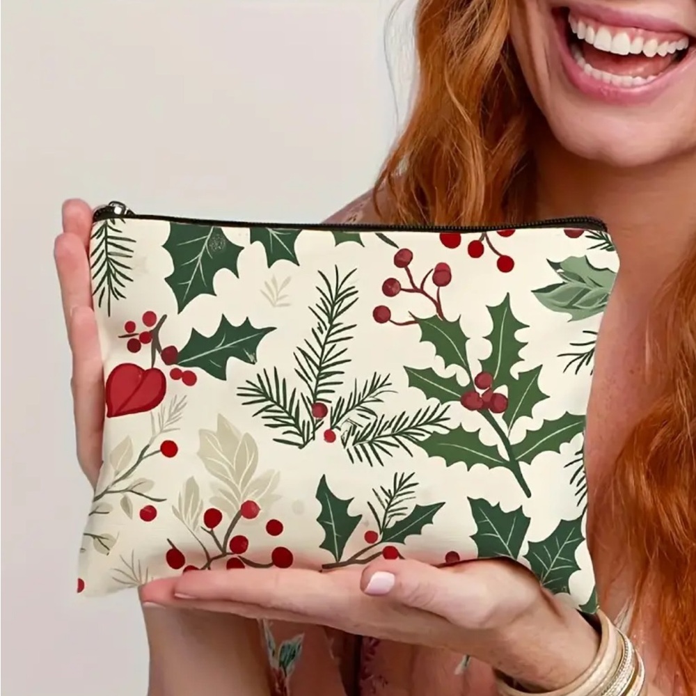Christmas Holly Makeup Bag